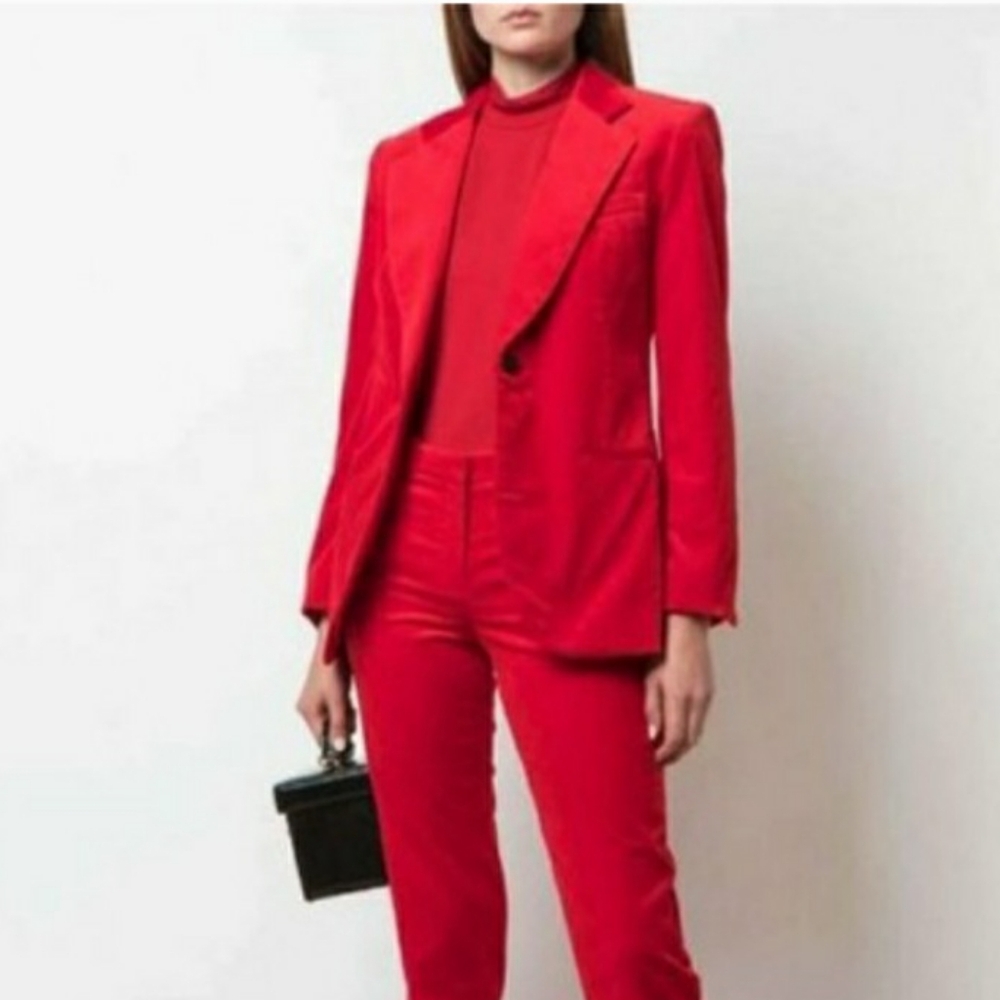 Theory Magenta Stretch Velvet Ankle Pants NWT Size 8